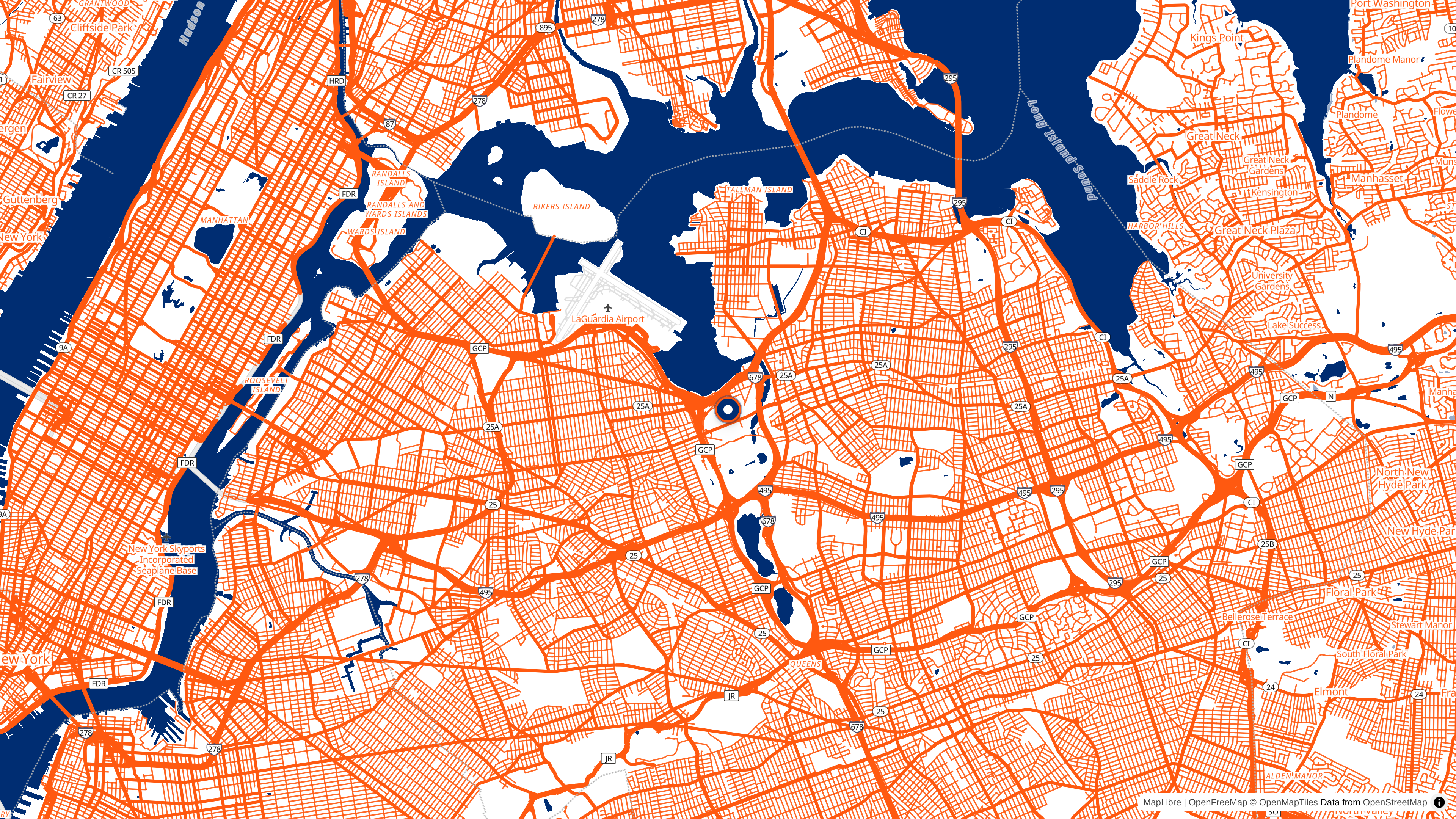 New York Mets branded map showing Citi Field with team colors applied